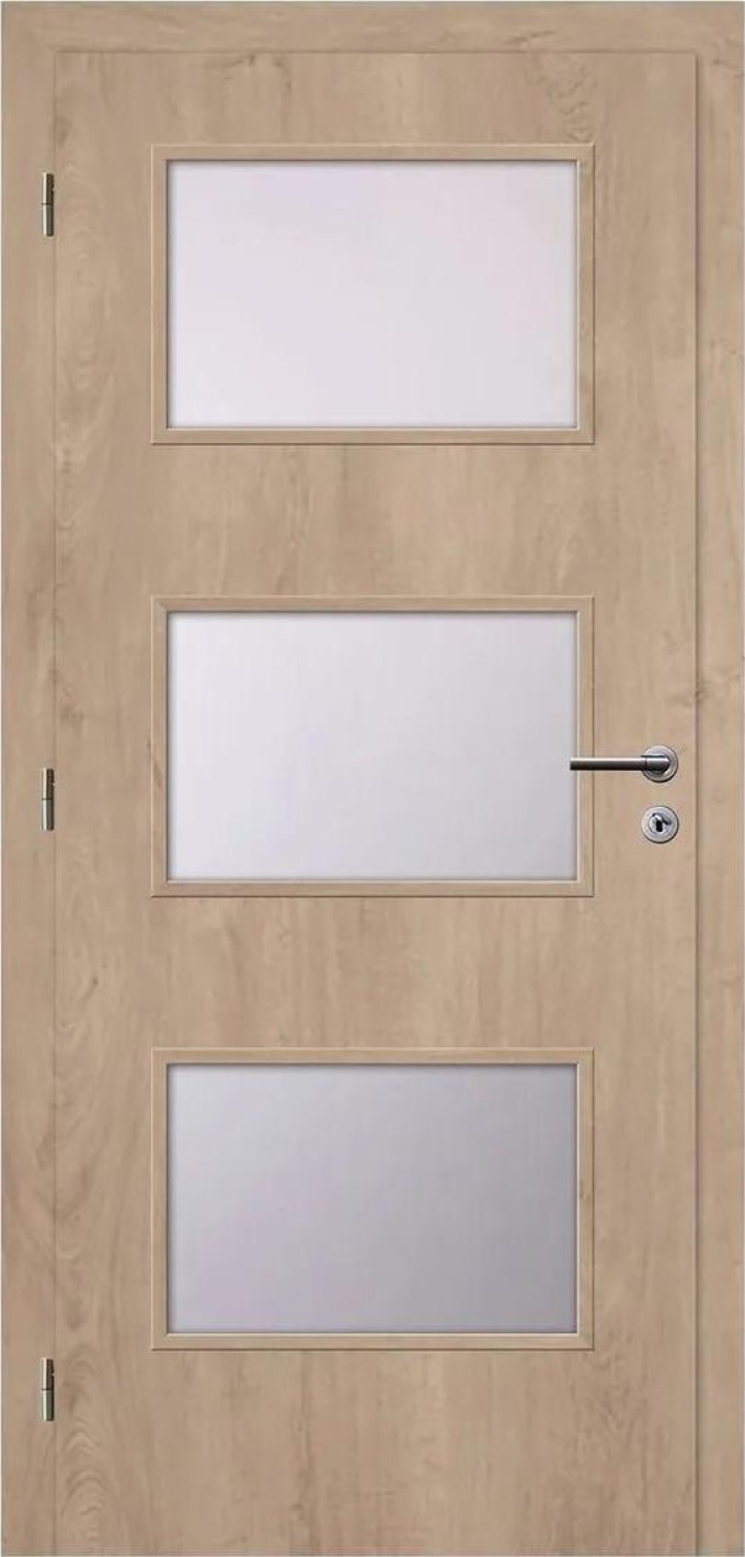 Solodoor Interiérové dveře Etta 6, 70 P, 750 × 1985 mm, fólie, levé, dub Western, prosklené