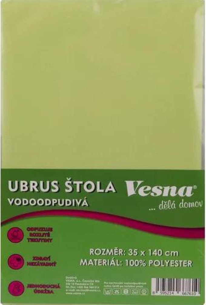 Vesna | Voděodpudivý ubrus štola 35x140 cm sv. zelený