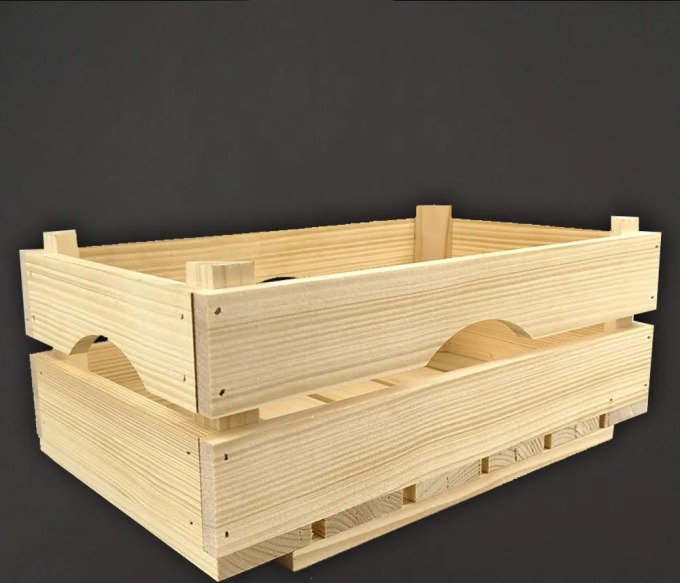 AMADEA Dřevěná bedýnka z masivního dřeva, 34x20x14 cm