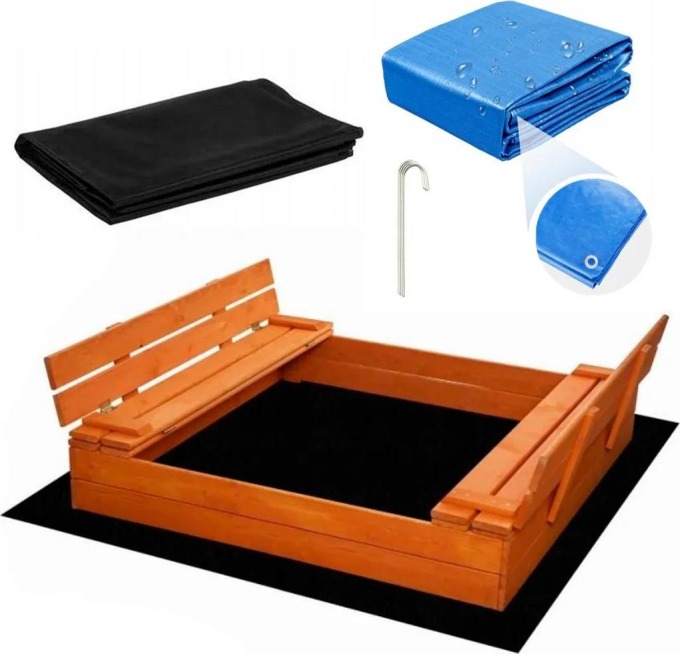 Dřevěné pískoviště s lavičkami 120cm - Skvělá zábava pro děti ve vaší zahradě, vyrobeno z kvalitního impregnovaného dřeva
