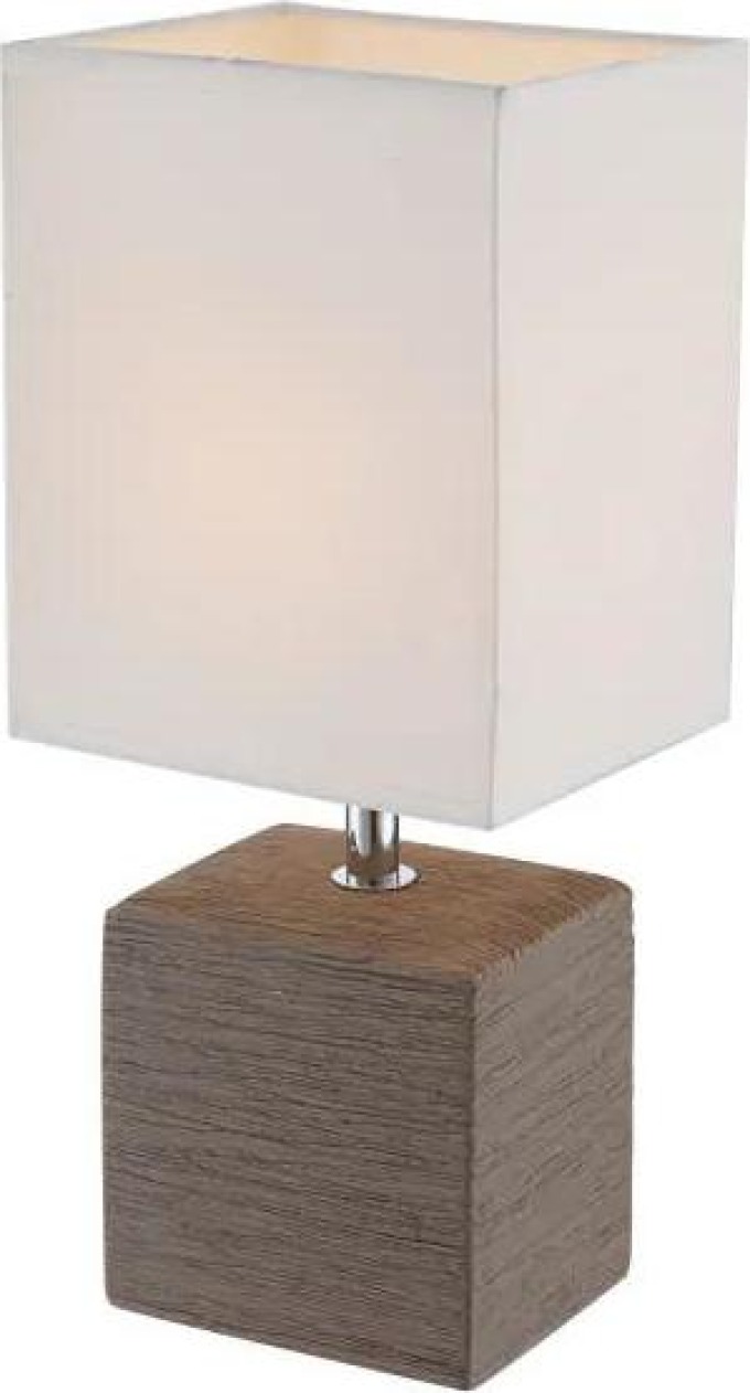 Stolní lampa keramika hnědá textil bílý vypínač 1,2m kabel DxŠxV včetně 13x11x29cm bez zdroje 1xE14 max. 40W 230V