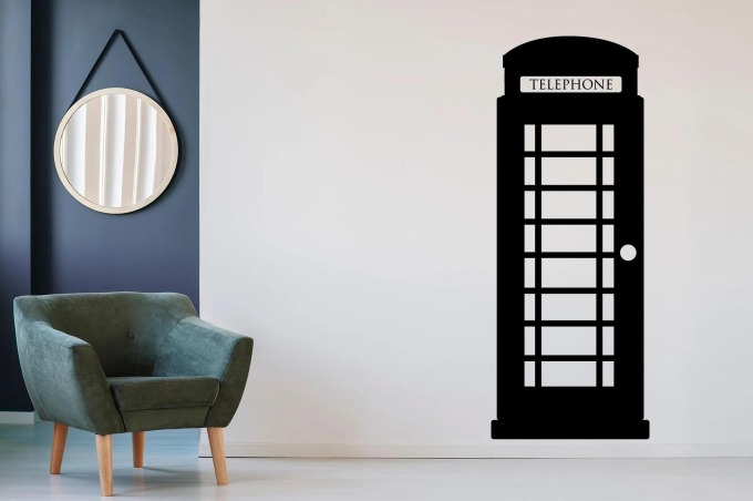 Lepy.cz Samolepka na zeď Londýn - telefonní budka Velikost (šířka x výška): 66x170cm, Barevná varianta: Jemná růžová