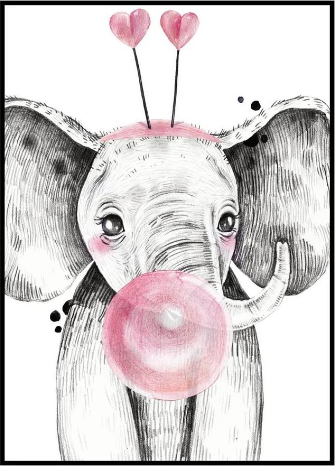 Plakát Sloník Rozměr plakátu: A4 (21 x 29,7 cm), Varianta sloníka: Sloník s bublinou