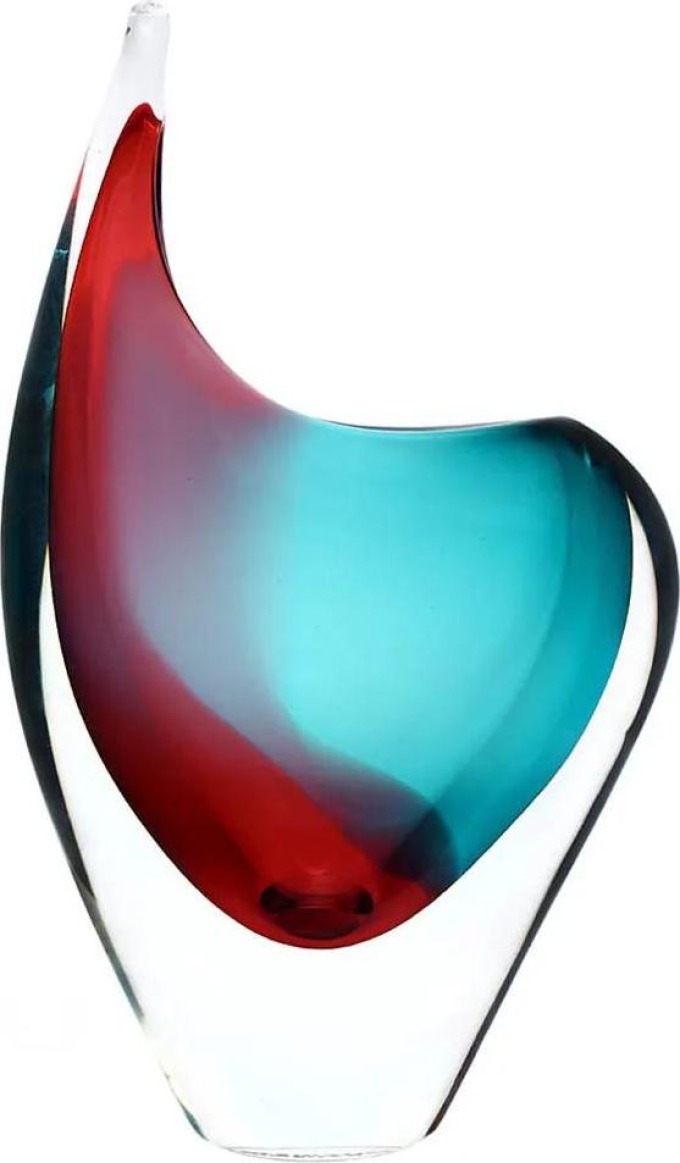 Skleněná váza hutní 06, růžová a tyrkysová, 22 cm | České hutní sklo od Artcristal Bohemia
