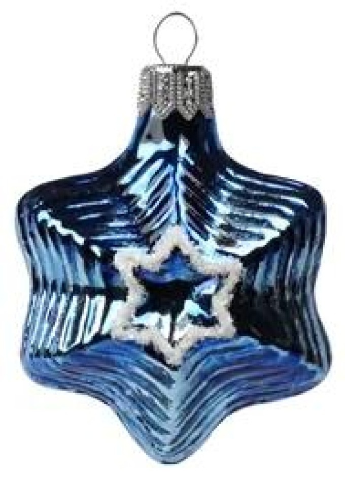 Mini skleněná ozdoba hvězdička modrá