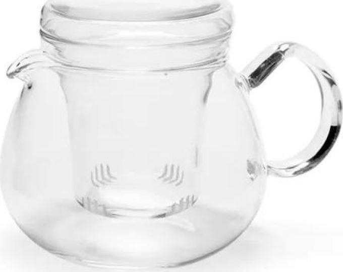 Skleněná konvice na čaj s sítkem, objem 500 ml, hmotnost 0.43 kg, rozměry 120 mm x 161 mm x 140 mm, vyrobená z varného skla