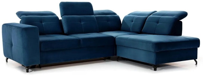 Rohová sedací souprava s funkcí spaní Belavio L Pravý - tmavě modrý potahová látka Monolith 77
