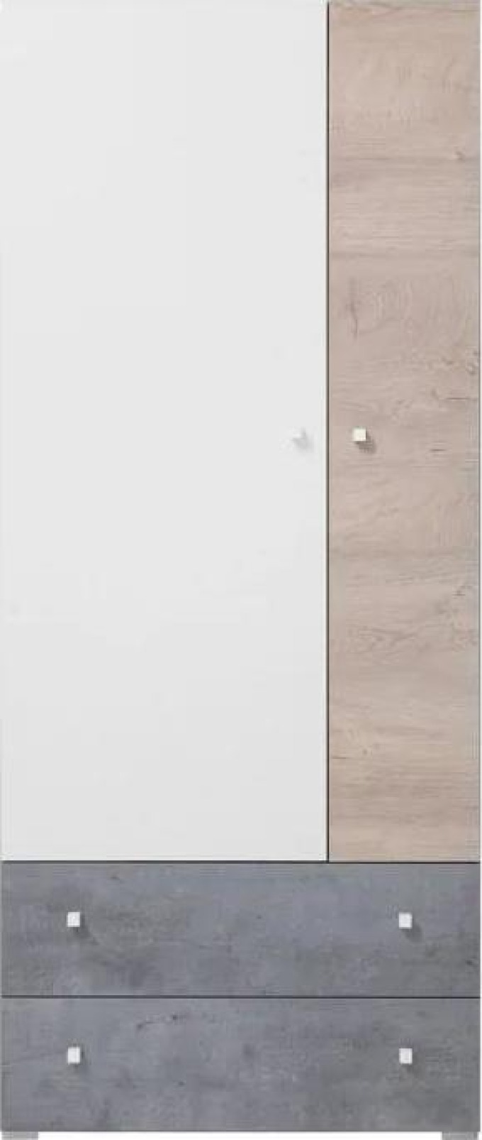Šatní skříň Pardwa PR03 L / P, Barva: beton / bílý + dub