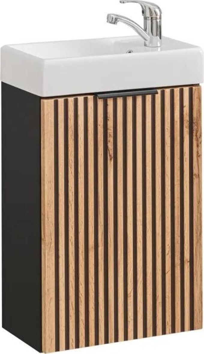 COMAD Závěsná skříňka s umyvadlem - XILO 82-40, šířka 40 cm, dub votan/matná šedá