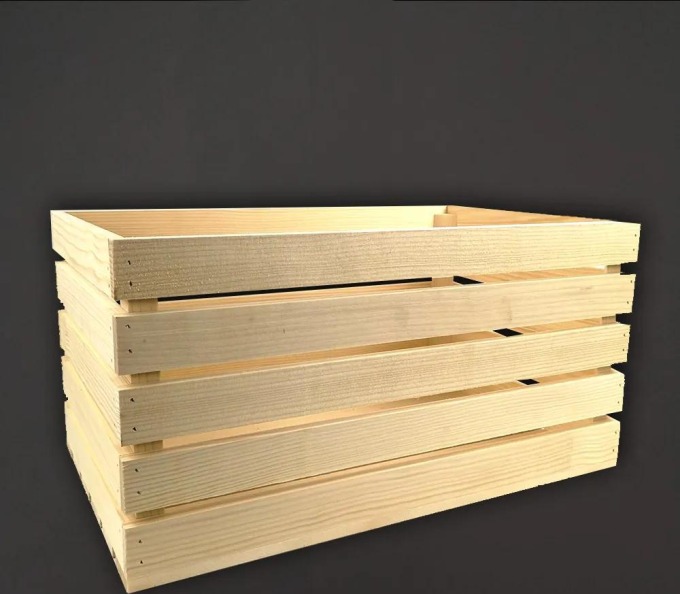 AMADEA Dřevěná bedýnka z masivního dřeva, 50x30x25 cm