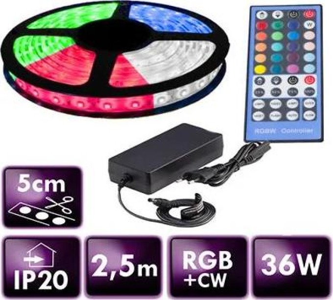 ECOLIGHT LED pásek - RGB+CW - 2,5m - 60LED/m - 14,4W/m - 1500Lm - IP20 - SADA