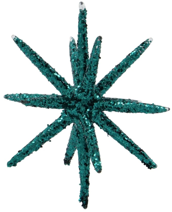 House Doctor Skleněná vánoční ozdoba Spike Green Glitter 7,5 cm, zelená barva, sklo