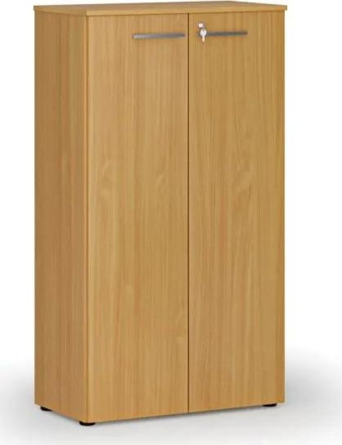 Kancelářská skříň s dveřmi PRIMO WOOD, 1434 x 800 x 420 mm, buk