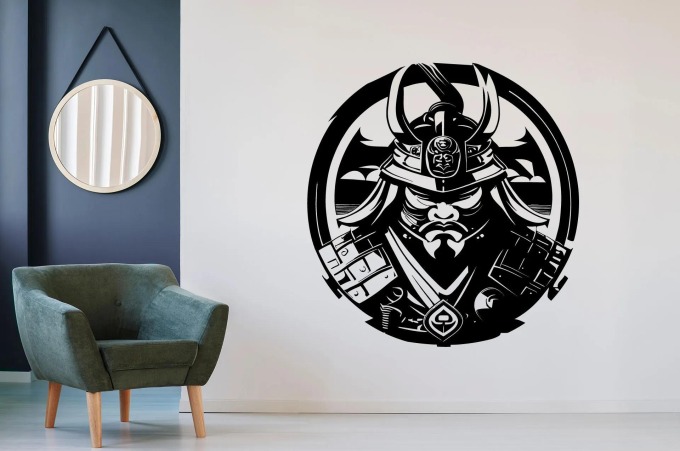 Lepy.cz Samolepka na zeď Samuraj - Kruh Velikost (šířka x výška): 50x52cm, Barevná varianta: Světle hnědá