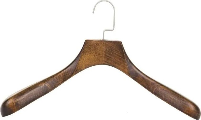 Kvalitní bukové ramínko s pevným kovovým hákem pro sako, kabát a bundu - pánská velikost (46 cm, 6 cm)