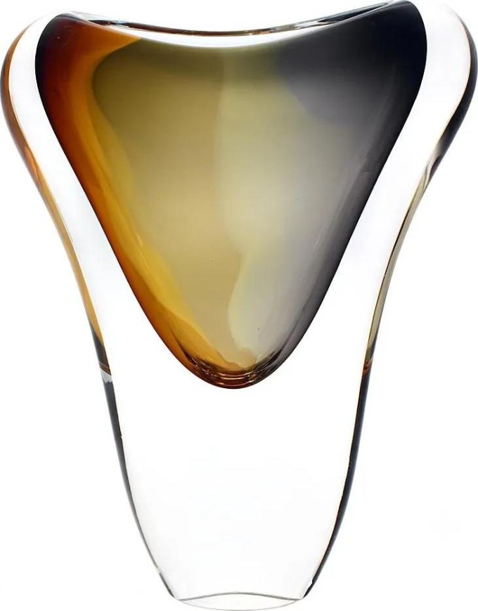 Skleněná váza hutní 05, zlatý topaz a kouřově černá, 20 cm | České hutní sklo od Artcristal Bohemia