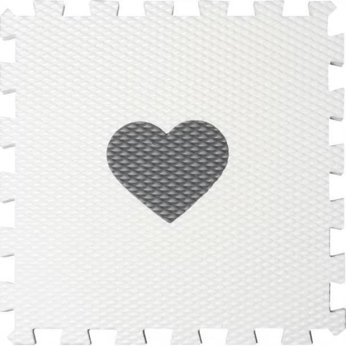 Vylen Pěnové podlahové puzzle Minideckfloor se srdíčkem Bílý s šedým srdíčkem 340 x 340 mm