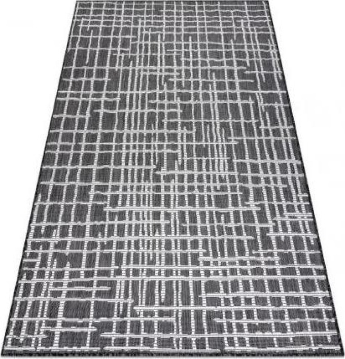 koberec SISAL SION MŘÍŽ linky 22144 ploché tkaní černý / ecru velikost 180x270 cm | krásné koberce cz