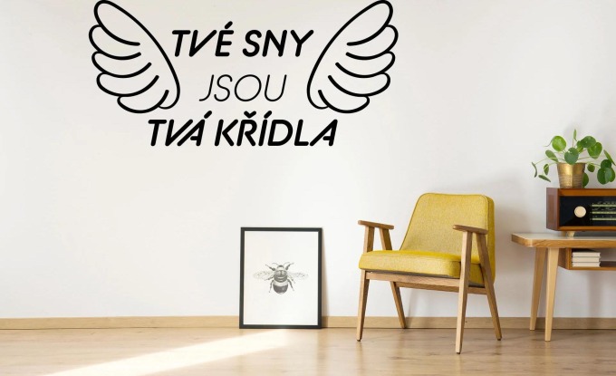 Lepy.cz Samolepka na zeď Tvé sny Velikost (šířka x výška): l20x56cm, Barevná varianta: Světle modrá
