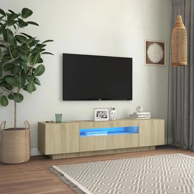 vidaXL TV skříňka s LED osvětlením dub sonoma 160 x 35 x 40 cm