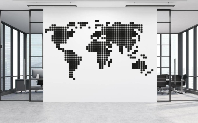 Lepy.cz Samolepka na zeď Mapa - pixely Velikost (šířka x výška): l08x60cm, Barevná varianta: Tmavě modrá