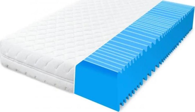 Profilovaná matrace s výškou 10 cm a rozměry 90x200 cm, která poskytuje větší komfort než tradiční pěnové nebo pružinové matrace