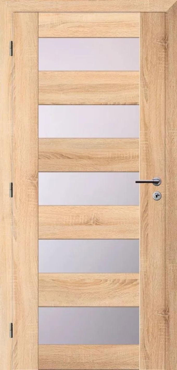 Solodoor Interiérové dveře rámové, 60 L, 650 × 1985 mm, fólie, levé, dub Mystic, prosklené