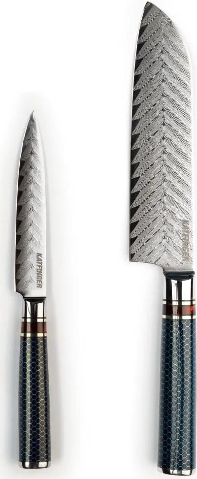 Dvoudílná sada damaškových nožů ze série Resin s ergonomickými rukojetmi z pryskyřice a hliníkovými vlákny