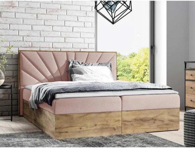 Kontinentální postel Madaris 7, Rozměr postele: 200x200, Barva:: dub lancelot + Faro 14