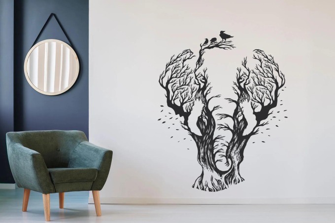 Lepy.cz Samolepka na zeď Slon - Strom Velikost (šířka x výška): 70x86cm, Barevná varianta: Mátová zelená