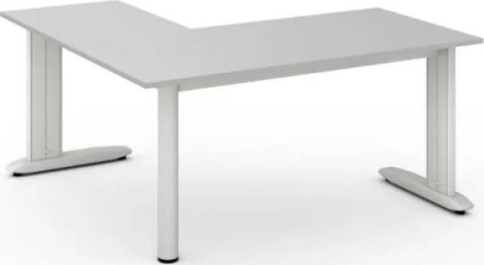 Rohový kancelářský psací stůl PRIMO FLEXIBLE, 1600 x 1600 mm, šedá