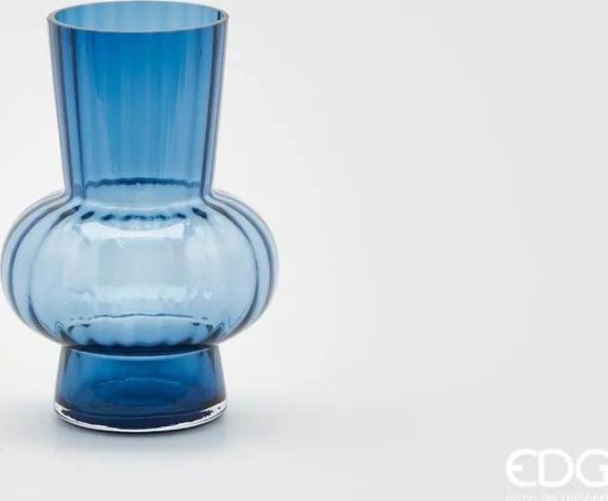 Skleněná váza Sfera modrá, 21x13,5 cm