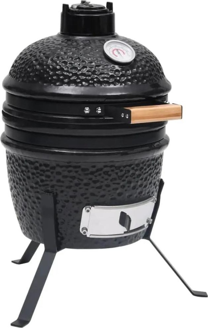 vidaXL Zahradní gril a udírna 2 v 1 Kamado keramický 56 cm černý