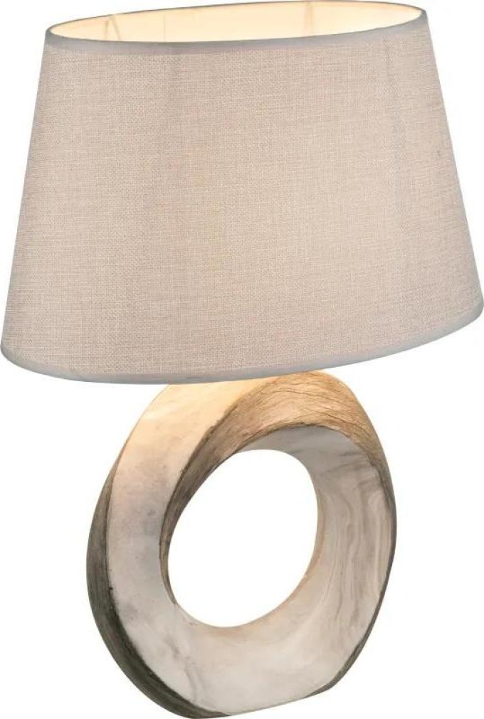 Stolní lampa s keramikou, mramorem a textilním stínítkem ve šedé barvě, včetně vypínače, rozměry 31x20x42 cm, bez žárovky