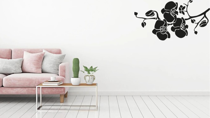 Lepy.cz Samolepka na zeď Květina Orchidej Velikost (šířka x výška): l50x80cm, Barevná varianta: Světle šedivá