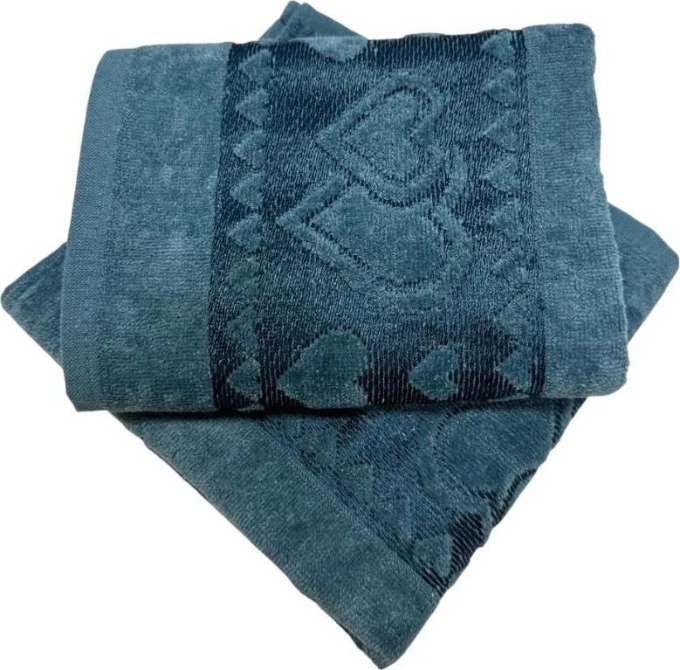 Žakárový froté ručník modrý srdíčko 50x90cm TiaHome