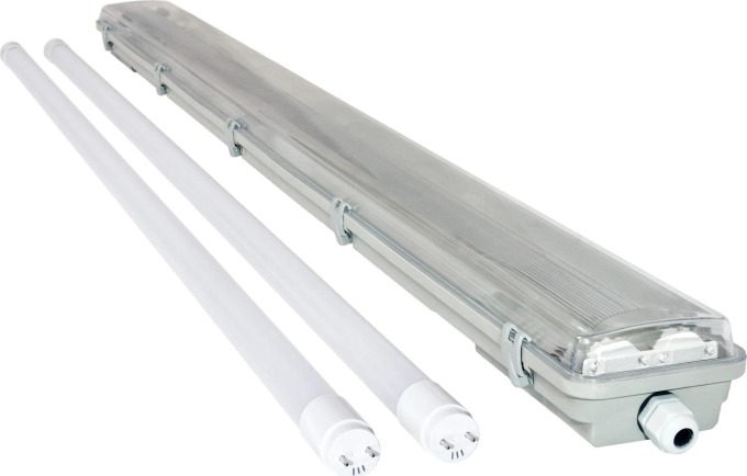 BERGE Prachotěsné svítidlo + 2x LED trubice High Lumen - T8 - 120cm - 18W - neutrální bílá - 4680Lm