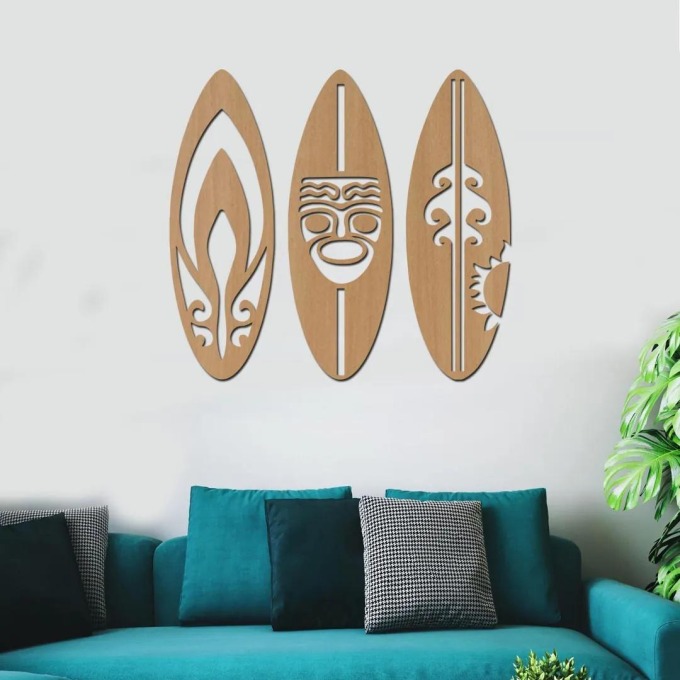dřevo života Dřevěná dekorace na zeď SURF Barevný vzor: Buk, Rozměry (cm): 60x60