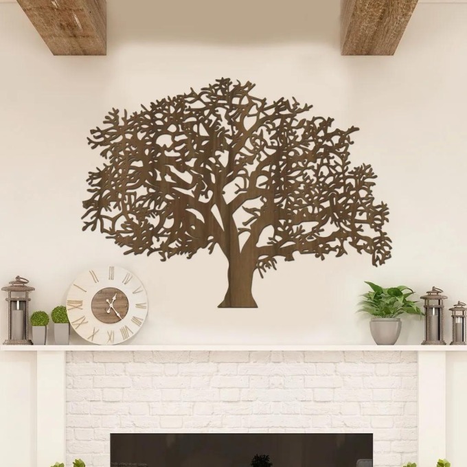 Dřevěný strom života na zeď s rozměry 60x45 cm a barevným vzorem ořech
