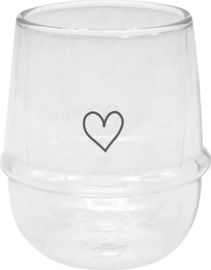 Eulenschnitt Dvoustěnná sklenice na cappuccino Heart 220 ml, čirá barva, sklo