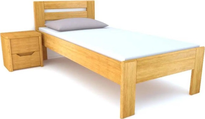 Postel Postelia BRUSSEL 90x200 cm, Buk - Jednolůžko dřevěná postel z masivu o šíři 4 cm