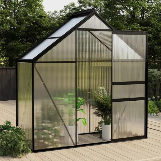 vidaXL Skleník antracitový hliníkový 1,33 m²