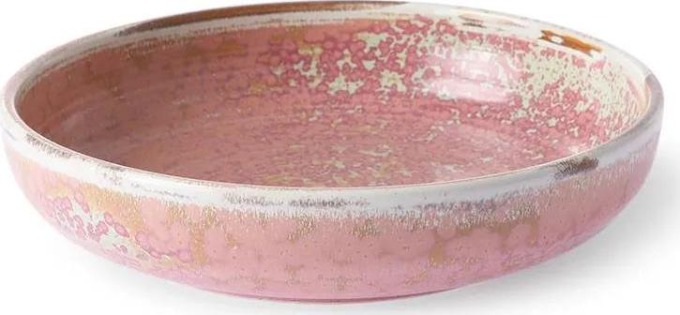 HK living Hluboký keramický talíř Rustic Pink 19 cm, růžová barva, porcelán, keramika