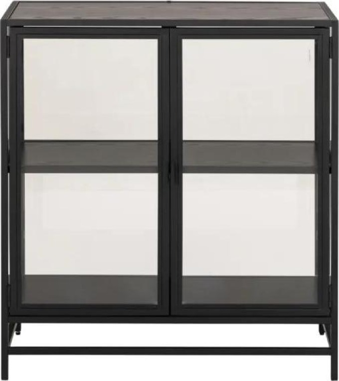 Seaford vitrína se sklem černá 77x86cm