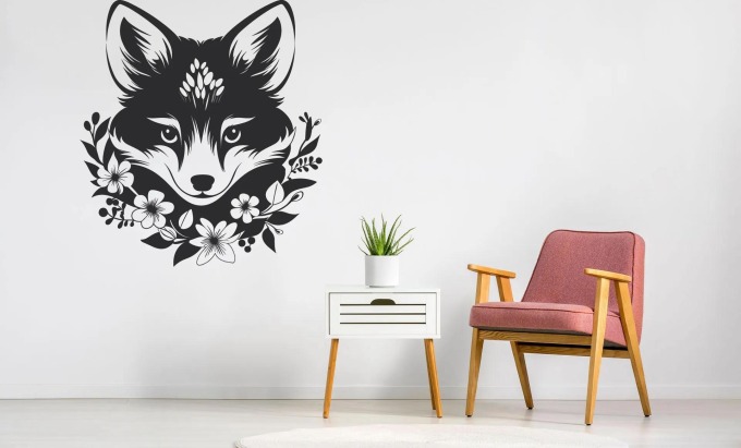 Lepy.cz Samolepka na zeď Liška Velikost (šířka x výška): 90x98cm, Barevná varianta: Tyrkysová modrá