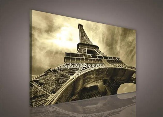 Obraz na plátně Eiffelova věž v sépia 100 x 75 cm