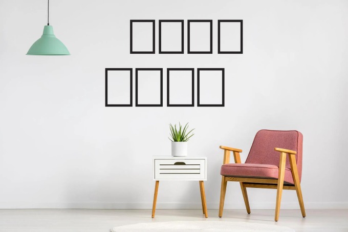 Lepy.cz Samolepka na zeď Rámečky na fotografie 4ks Barevná varianta: Světle červená, Velikost rámečků: Pro fotografie 9x13cm