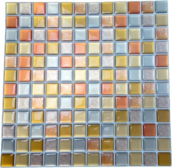 Nalepovací obklad - 3D mozaika - Oranžové čtverce 23,5 x 23,5 cm: Voděodolná samolepicí fólie s oranžovými čtverci, není vhodná pro lepení pod tekoucí vodou
