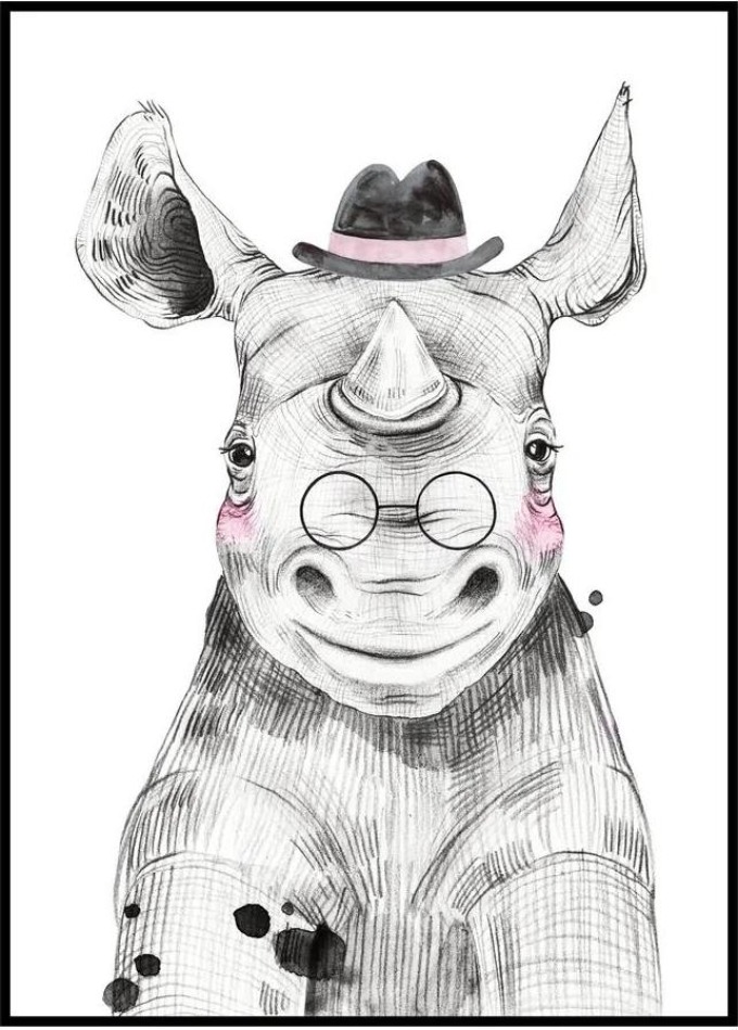 Plakát Nosorožec Rozměr plakátu: A4 (21 x 29,7 cm), Varianta nosorožce: Nosorožec gentleman