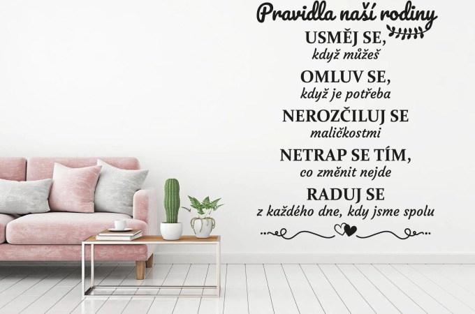Lepy.cz Samolepka na zeď Pravidla rodiny Velikost (šířka x výška): 70x92cm, Barevná varianta: Karafiátová růžová